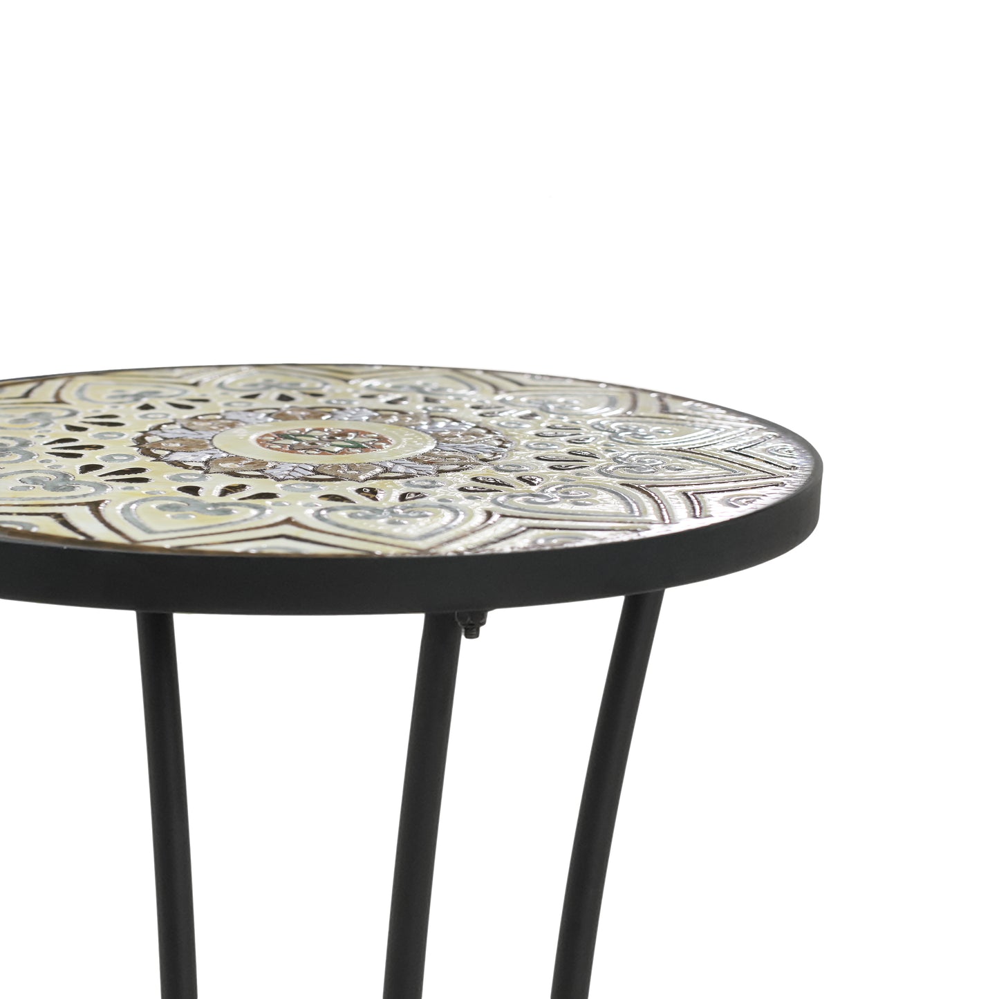 Eulalie Outdoor Patio Round Side Table with Shelf