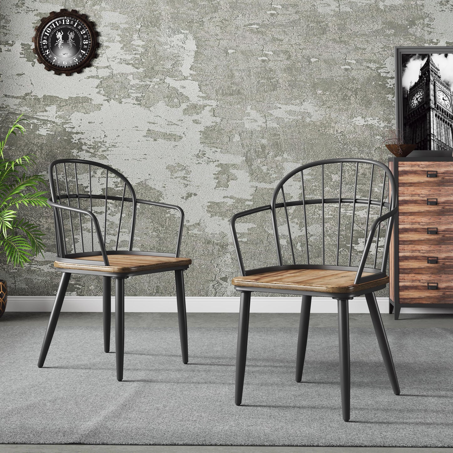 Melora Modern Dining Chairs with Metal Legs, Set of 2