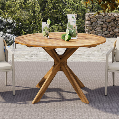 Stanford Outdoor Acacia Wood Round Dining Table