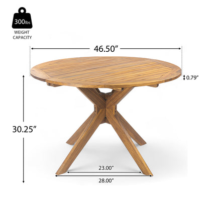 Stanford Outdoor Acacia Wood Round Dining Table