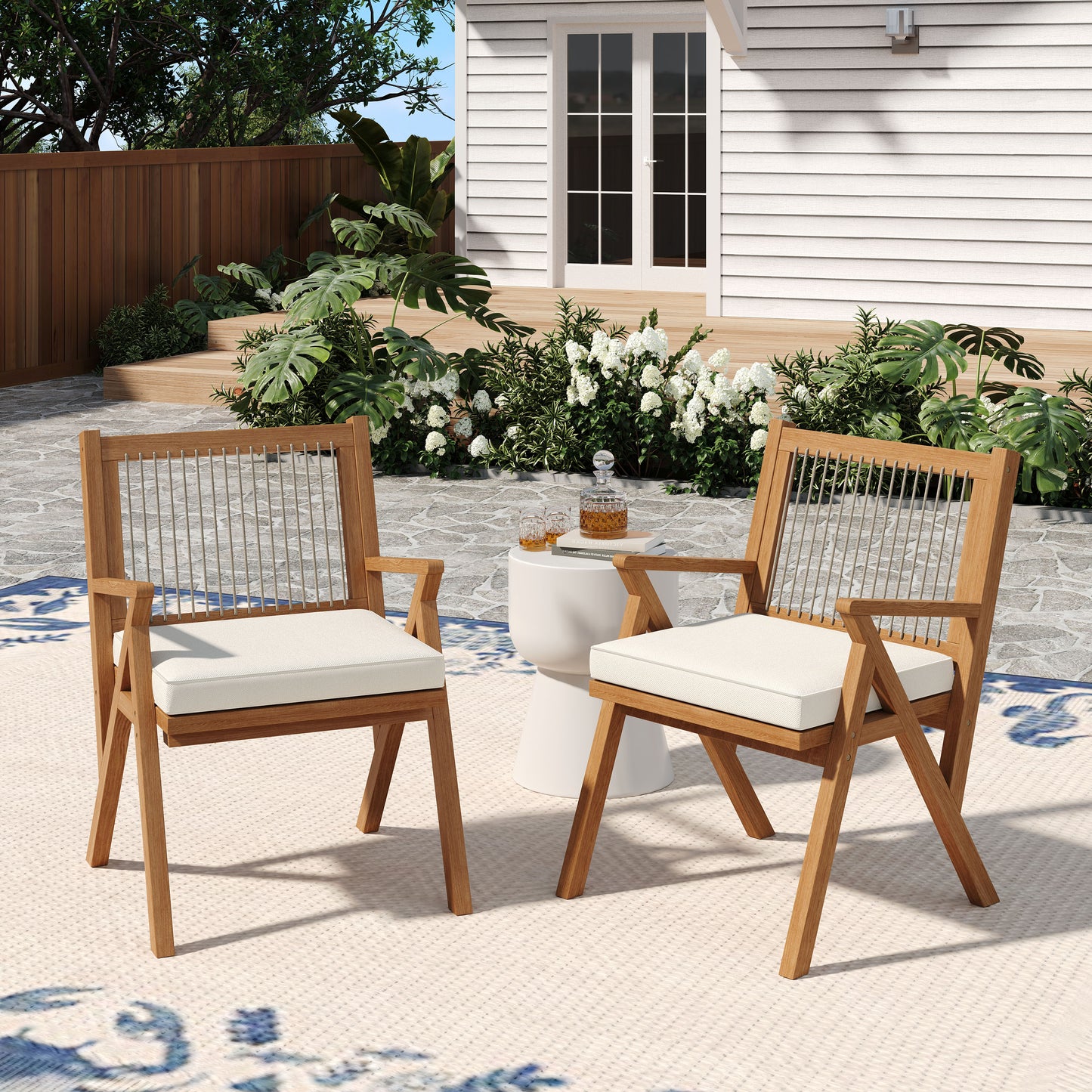 Vorynthae Patio Dining Chair with Cushion (Set of 2)