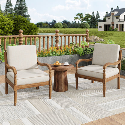 Selyric Acacia Luxe Outdoor Patio Chair with Cushions,Wooden Club Chairs,Set of 2