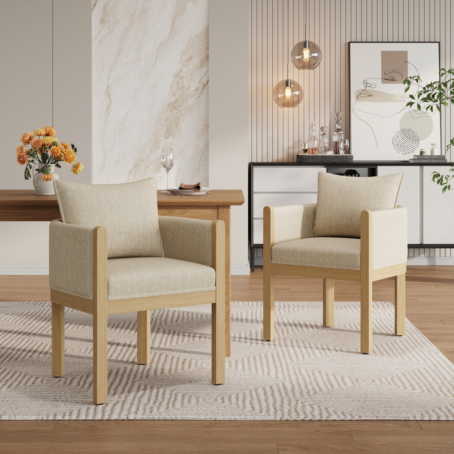 Ulradarisa Linen Upholstered Armchair (Set of 2)