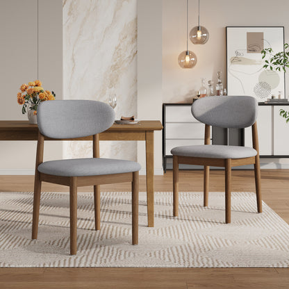 Lumene Contemporary Upholstered Side Chair with Soild Wood Legs and Curved Back (Set of 2)