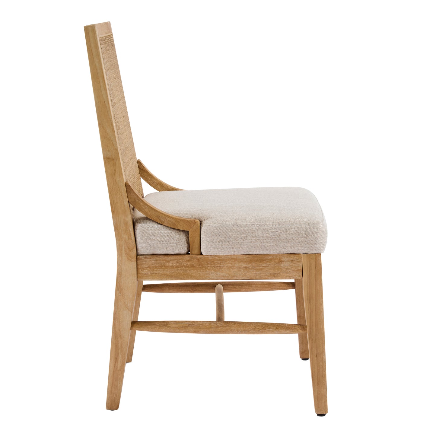 Elower Upholstered Dining Chair with Cane Back and Solid Rubber Wood Legs (Set of 2)