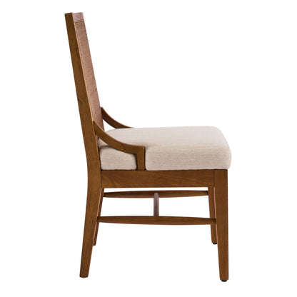 Elower Upholstered Dining Chair with Cane Back and Solid Rubber Wood Legs (Set of 2)