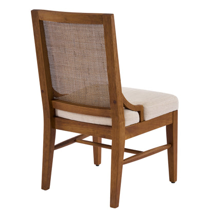 Elower Upholstered Dining Chair with Cane Back and Solid Rubber Wood Legs (Set of 2)