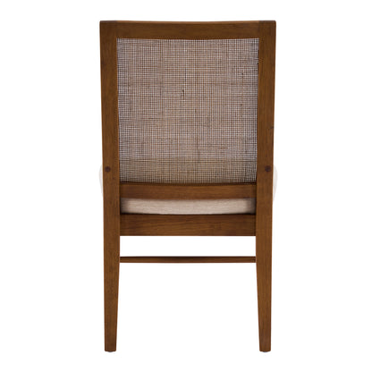 Elower Upholstered Dining Chair with Cane Back and Solid Rubber Wood Legs (Set of 2)