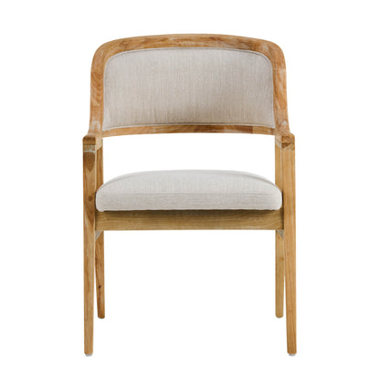 Caspian Mid-Century Modern Dining Chairs Set of 2, Wood Frame Armchairs with Fabric Cushion for Kitchen, Living Room, Home Office