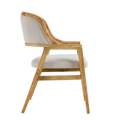 Caspian Mid-Century Modern Dining Chairs Set of 2, Wood Frame Armchairs with Fabric Cushion for Kitchen, Living Room, Home Office