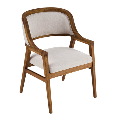 Caspian Mid-Century Modern Dining Chairs Set of 2, Wood Frame Armchairs with Fabric Cushion for Kitchen, Living Room, Home Office