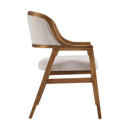 Caspian Mid-Century Modern Dining Chairs Set of 2, Wood Frame Armchairs with Fabric Cushion for Kitchen, Living Room, Home Office