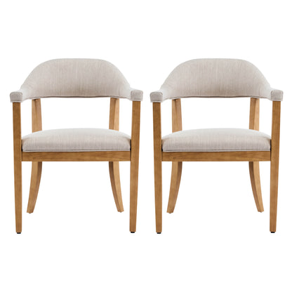 Lioria Wood Frame Upholstered Dining Armchairs with Curved Back (Set of 2)