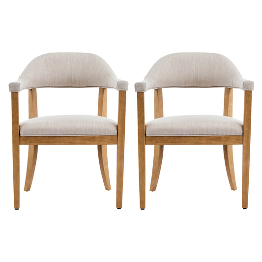 Lioria Wood Frame Upholstered Dining Armchairs with Curved Back (Set of 2)