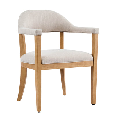 Lioria Wood Frame Upholstered Dining Armchairs with Curved Back (Set of 2)