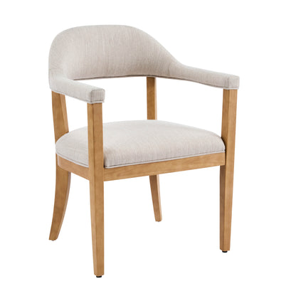 Lioria Wood Frame Upholstered Dining Armchairs with Curved Back (Set of 2)