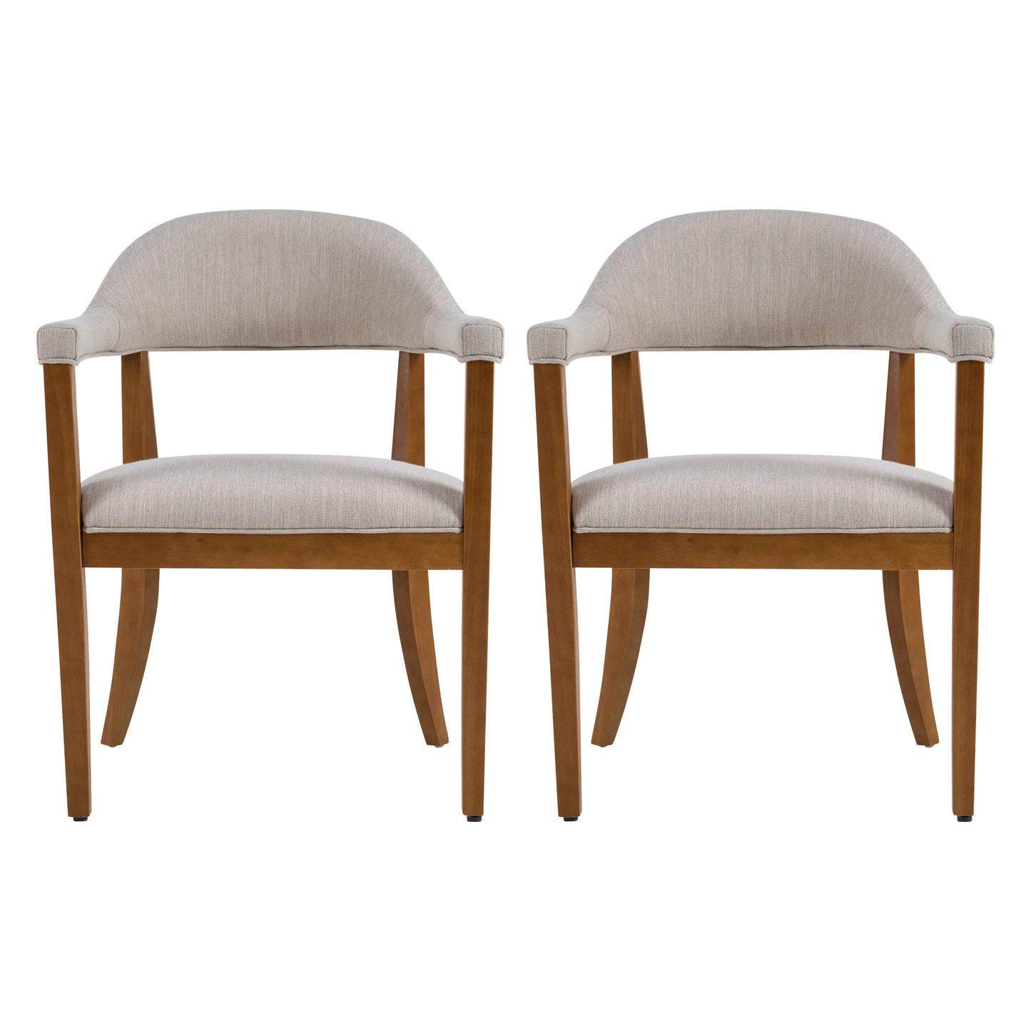 Lioria Wood Frame Upholstered Dining Armchairs with Curved Back (Set of 2)