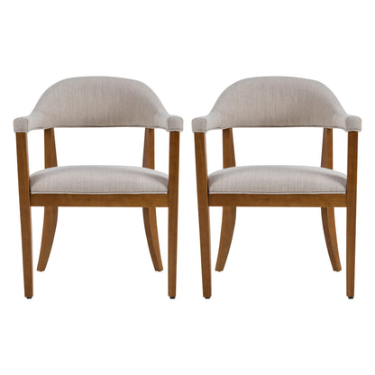 Lioria Wood Frame Upholstered Dining Armchairs with Curved Back (Set of 2)
