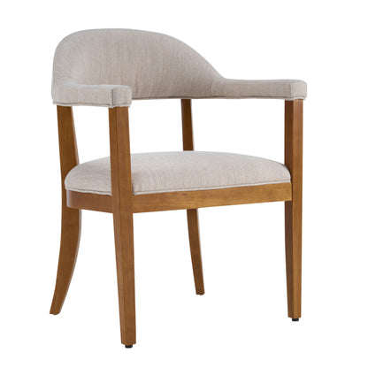 Lioria Wood Frame Upholstered Dining Armchairs with Curved Back (Set of 2)