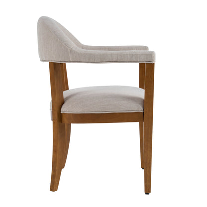 Lioria Wood Frame Upholstered Dining Armchairs with Curved Back (Set of 2)