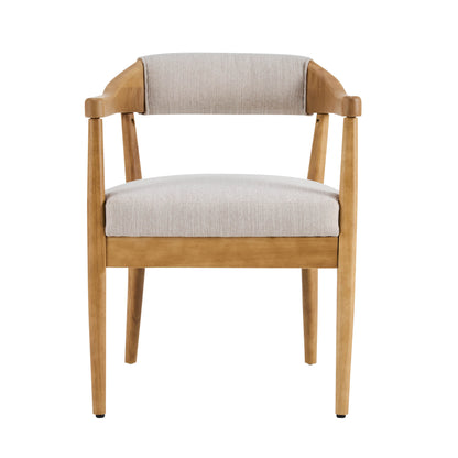 Thalar Wood Frame Upholstered Dining Armchairs with Curved Backrest (Set of 2)