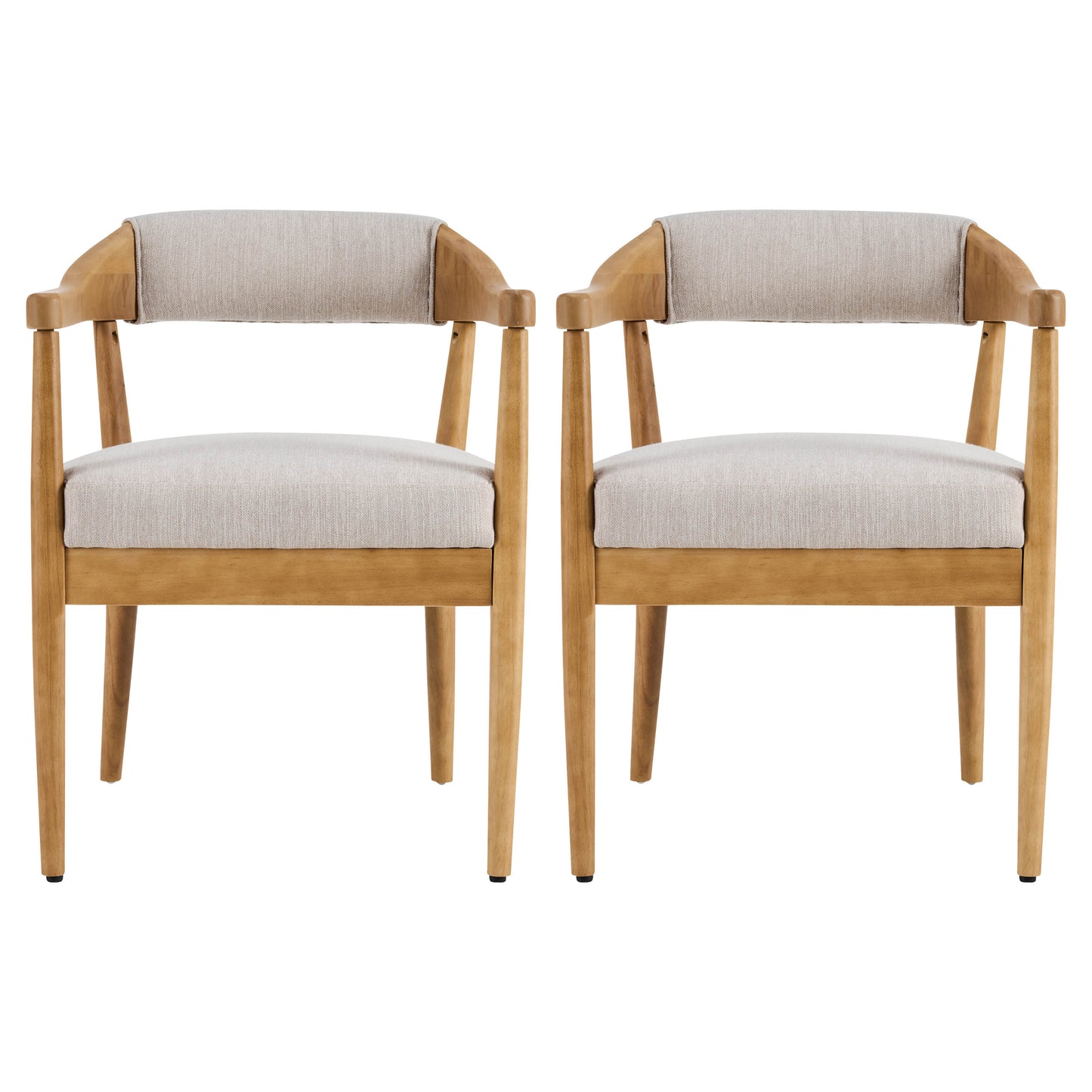 Thalar Wood Frame Upholstered Dining Armchairs with Curved Backrest (Set of 2)