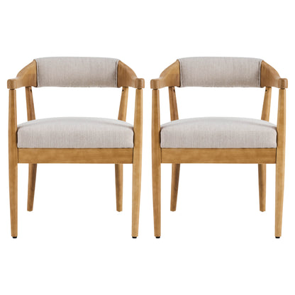 Thalar Wood Frame Upholstered Dining Armchairs with Curved Backrest (Set of 2)