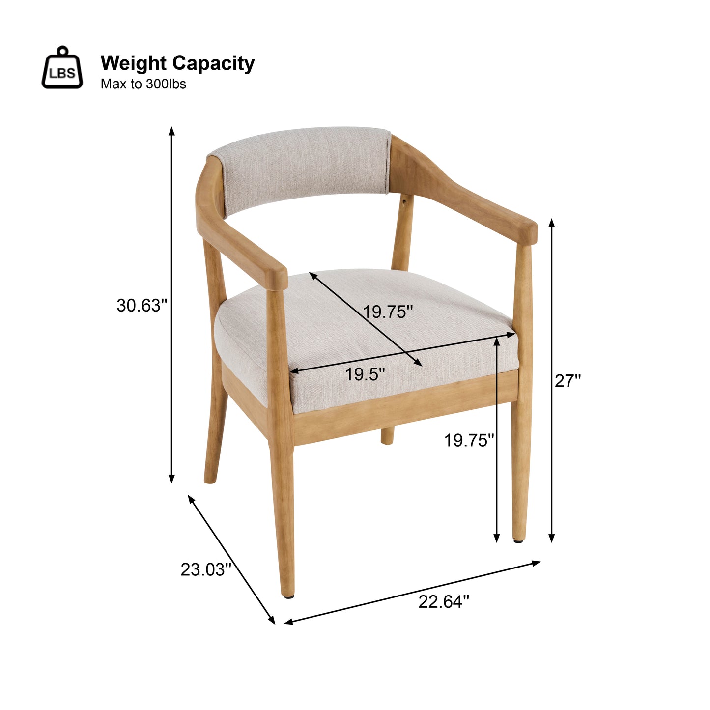 Thalar Wood Frame Upholstered Dining Armchairs with Curved Backrest (Set of 2)