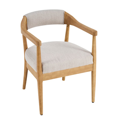 Thalar Wood Frame Upholstered Dining Armchairs with Curved Backrest (Set of 2)