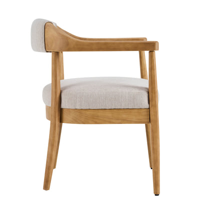 Thalar Wood Frame Upholstered Dining Armchairs with Curved Backrest (Set of 2)