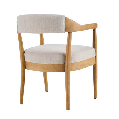 Thalar Wood Frame Upholstered Dining Armchairs with Curved Backrest (Set of 2)
