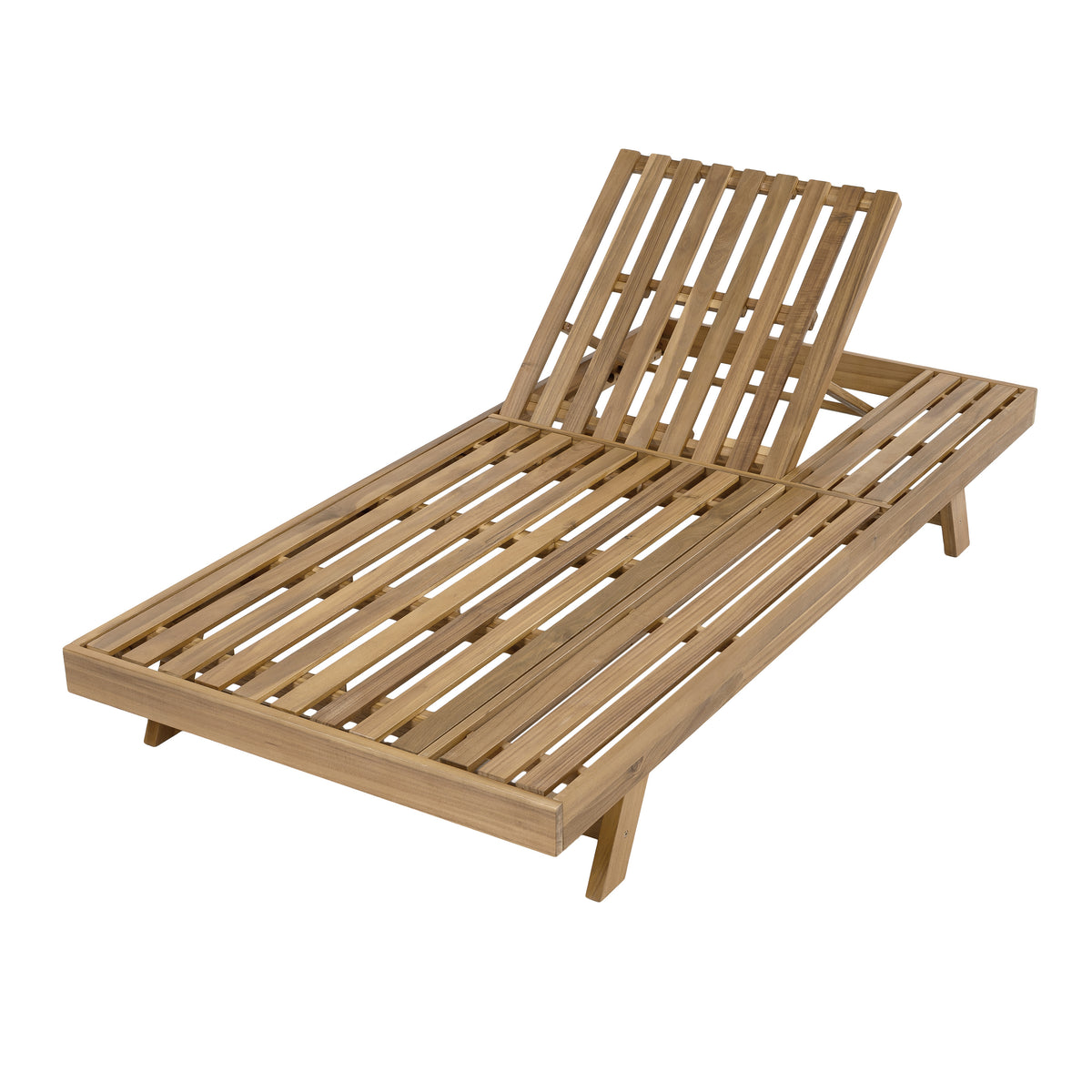Repose 2/3 Foldable Acacia Wood Lounge Chair With Adjustable Backrest & Flat Storage Surface, light brown Finish Uncushioned, For Backyard Pool Garden Patio