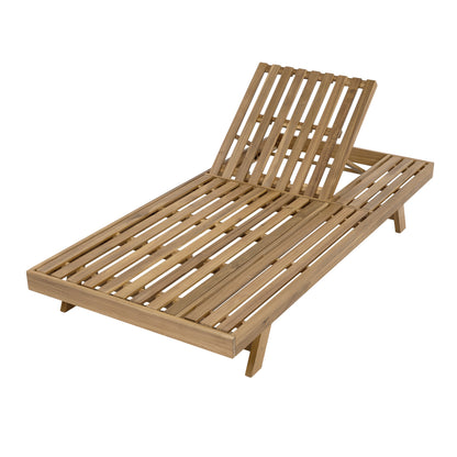 Repose 2/3 Foldable Acacia Wood Lounge Chair With Adjustable Backrest & Flat Storage Surface, light brown Finish Uncushioned, For Backyard Pool Garden Patio