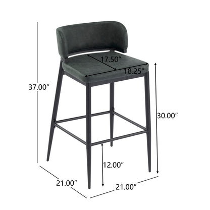 Scriborium Metal and Leathaire Barstool,Set of 2