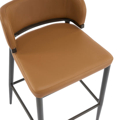 Scriborium Metal and Leathaire Barstool,Set of 2