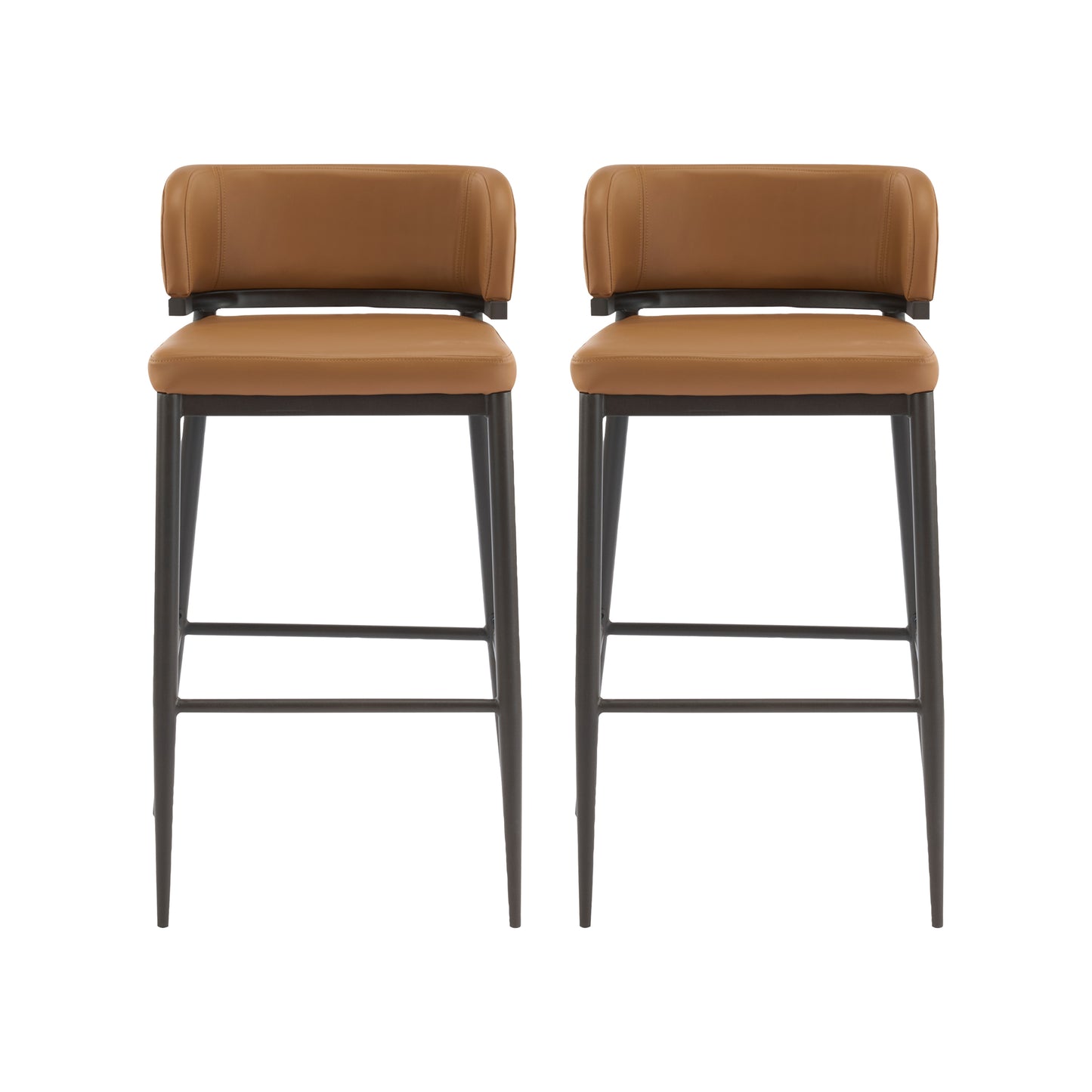 Scriborium Metal and Leathaire Barstool,Set of 2