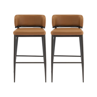 Scriborium Metal and Leathaire Barstool,Set of 2