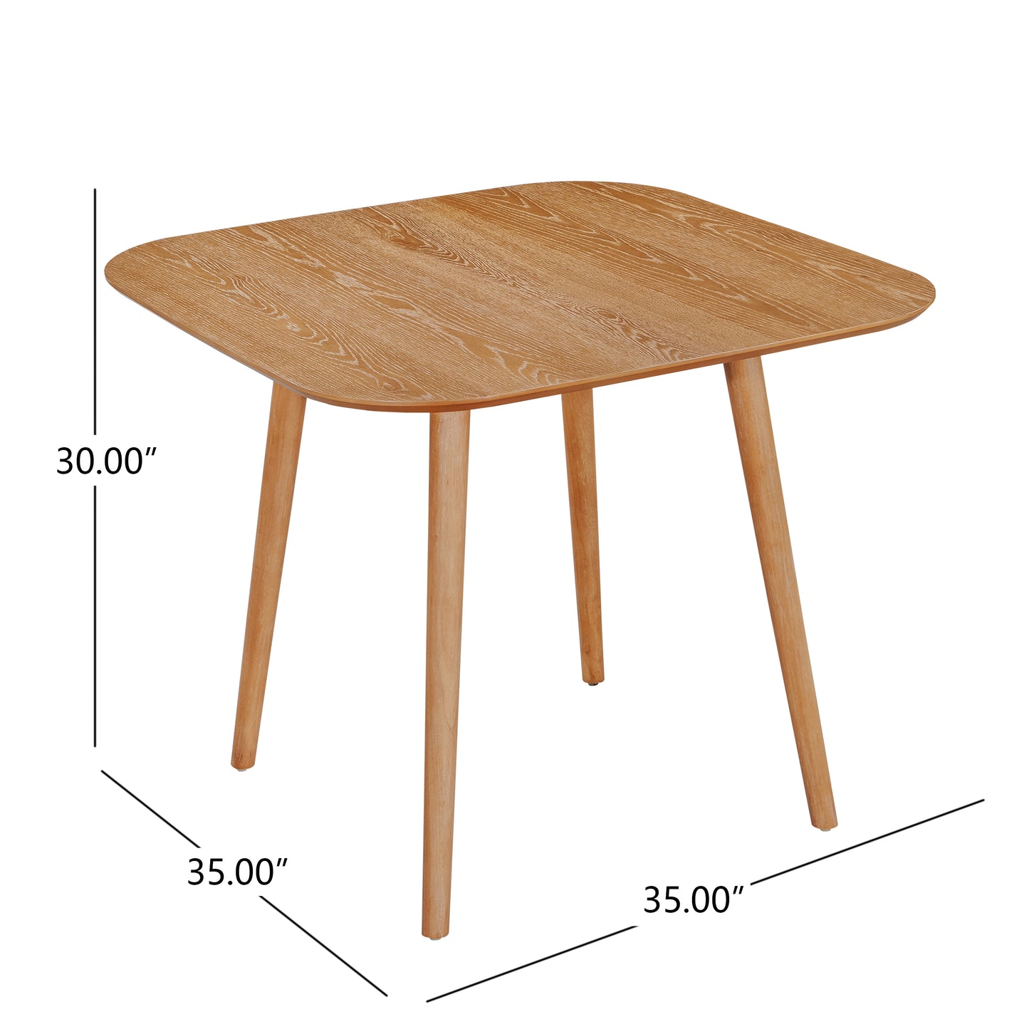 Evander Mid-Century Modern Faux Wood Dining Table with Tapered Splayed Legs for a Timeless Communal Focus