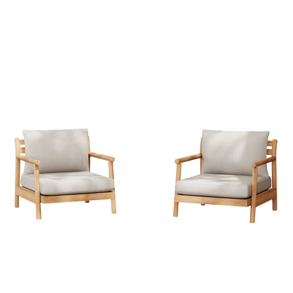 Doriannis Patio Acacia Wood Club Chair with Water-resistant Cushion