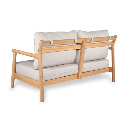 Doriannis Patio Acacia Wood Loveset Sofa with Water-resistant Cushion