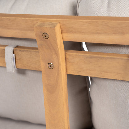 Doriannis Patio Acacia Wood Loveset Sofa with Water-resistant Cushion