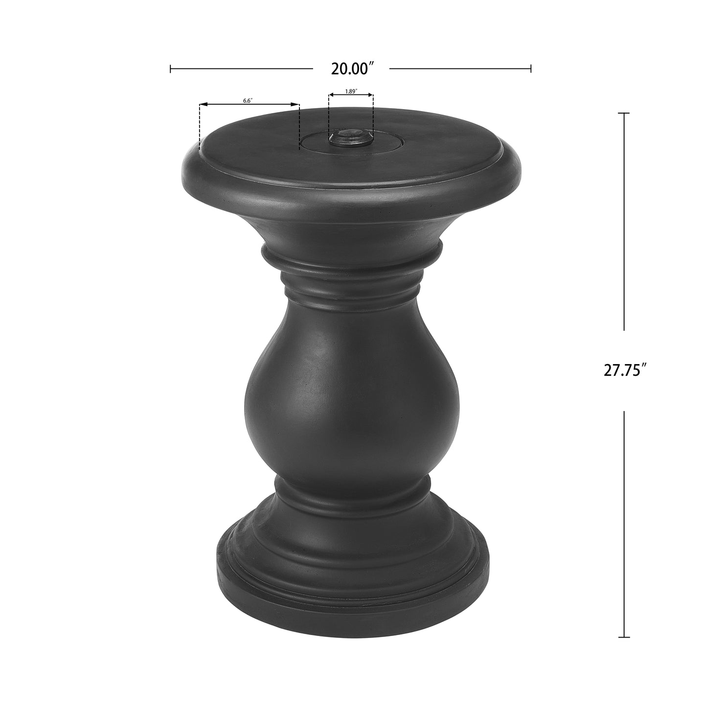 Araminta MGO Umbrella Side Table, Black, Adjustable Base Fits 1.1-1.9" Poles, No-Assembly Sand-Filled Stand