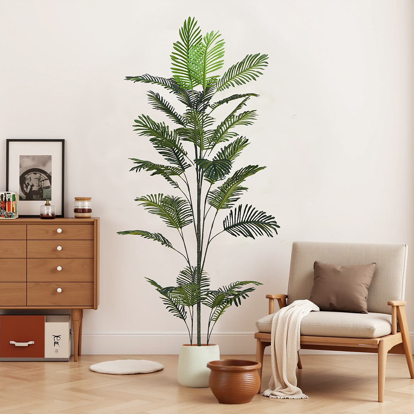 Fintan 86" Artificial Palm Tree with Black Plastic Pot