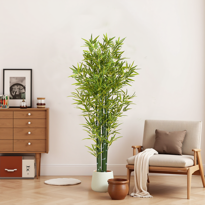 Kaelith 72" Artificial Bamboo with Black Plastic Pot - 2pcs