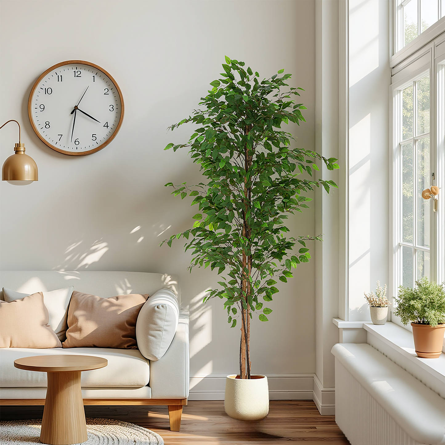 Varian 74" Artificial Ficus Tree with Black Plastic Pot