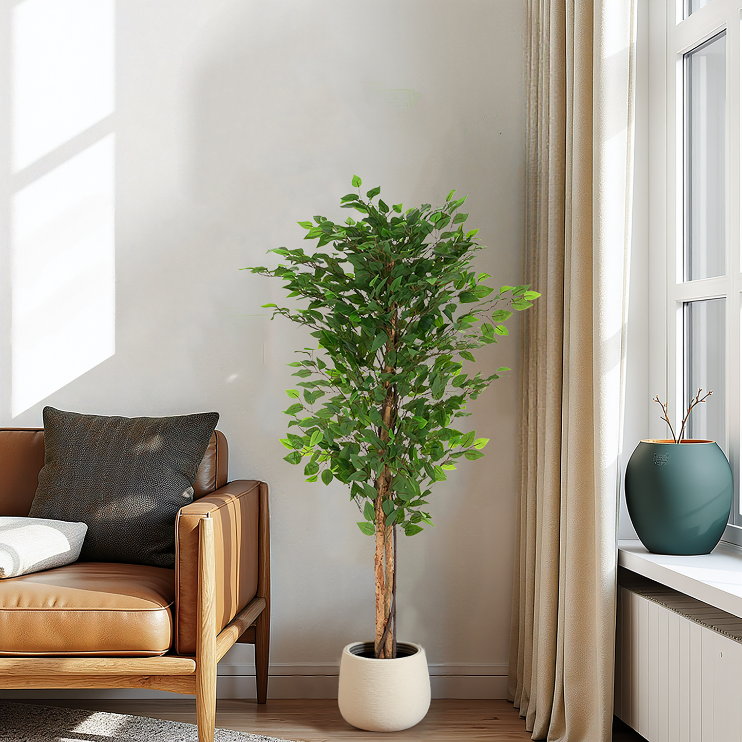 Peregrine 63" Artificial Ficus Tree with Black Plastic Pot