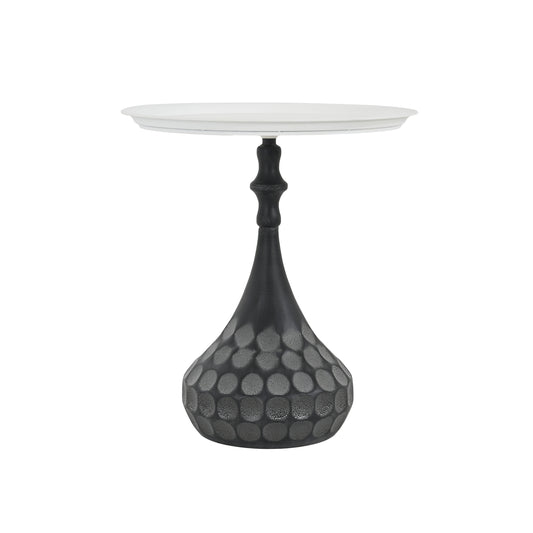 Iraven Accent Metal Coffee Table, Pedestal Table for Living Room, Hand-hammered Texture