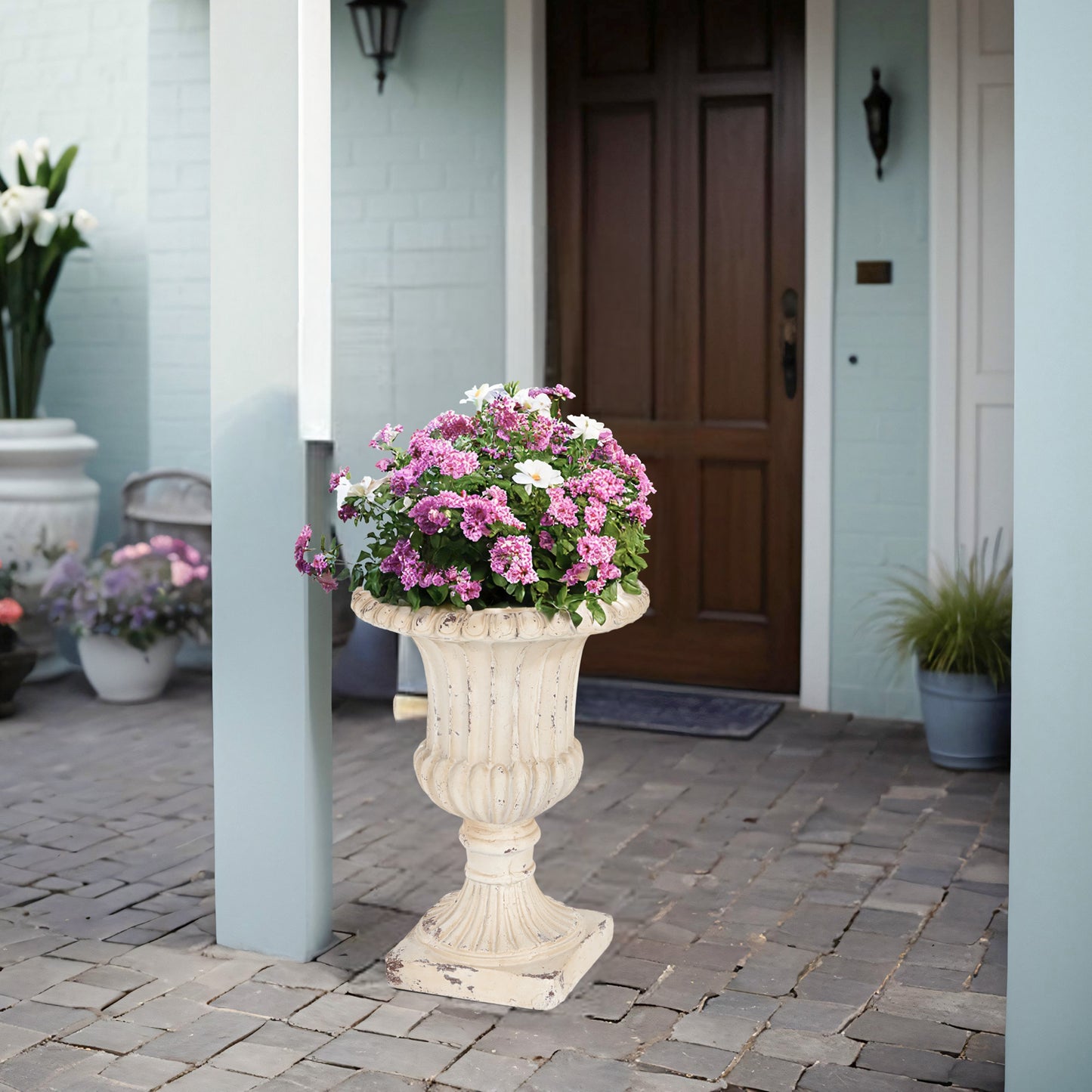 Thorven Outdoor MGO Garden Urn, Antique White