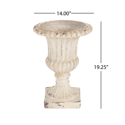 Thorven Outdoor MGO Garden Urn, Antique White