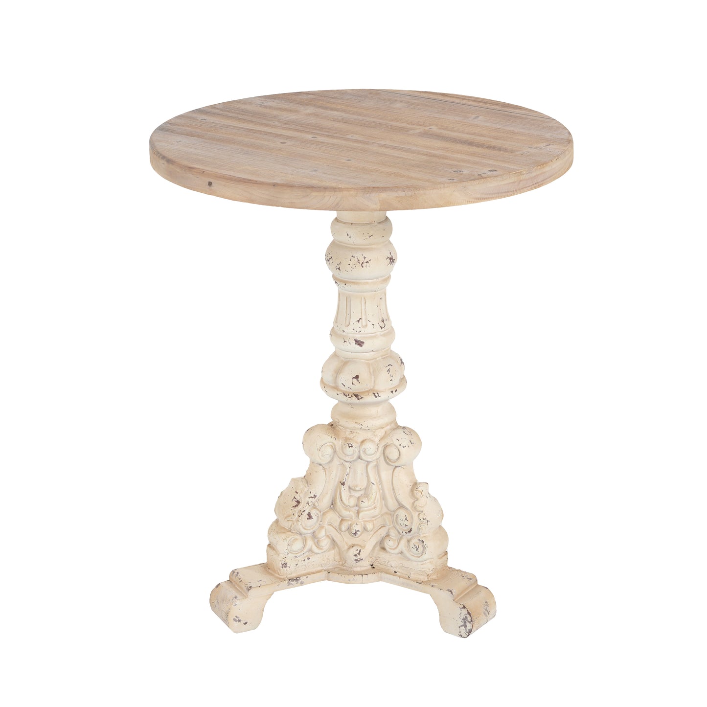 Malyric Accent Coffee Table, Antique Pedestal Table, Solid Wood Top with MGO Base